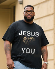 Big & Tall Men's JESUS Love You T-shirt Denim Pants Suit