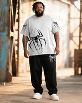 Big & Tall Men's Spider Print T-Shirt Trousers Suit