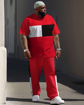 Street Vitality Colorblock Print Large Men's Suit