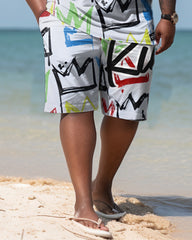 Men's Plus Size King Beach Hawaiian Two-Piece Set