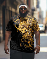 Men's Mad King Skull Viking Short Sleeve Crew Neck Big T-Shirt