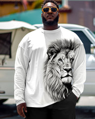 Big and Tall Men's 3D Lion Head Long Sleeve T-Shirt