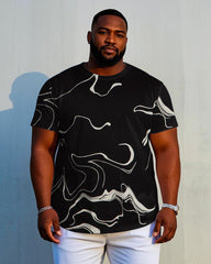 Men's Plus Size Black Quicksand Short Sleeve T-shirt