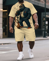 Men's Big & Tall Funny Boss Gorillas Print Daily Casual Short-Sleeved T-shirt & Short Set
