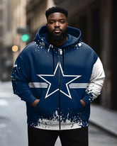 Men's Plus Size Star Color Block Zip Hoodie