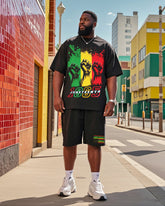 Men's Plus Size June Festival Creative Freedom Day Fist 1865 Printed T-Shirt Shorts Suit
