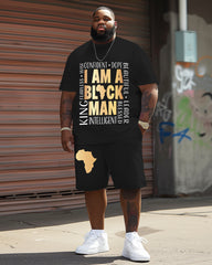 Men's Plus Size I Am A Black Man T-Shirt Shorts Suit