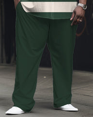 Men's Plus Size Simple Striped Long Sleeve Lapel Shirt 2-Piece Set