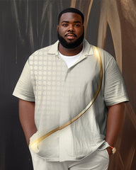 Men's Plus Size Polka Dot Gradient Short Sleeve Walking Suit