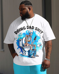 Street Casual Weird Skull Letter Print Men's Big & Tall Set