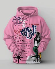 Big Men's Artistic Graffiti Hip Hop Hooded Tracksuit