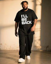 Big & Tall Men's I'll Be Back Alphabet Print T-Shirt Pants Suit