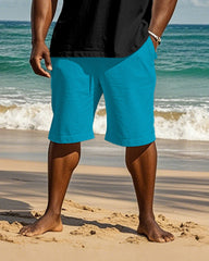 Men's Plus Size Hawaii LOVE LIFE Alphabet Print Tank Shorts Suit