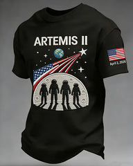 Big & Tall Men's Artemis Il Back To The Moon Print Crewneck Short Sleeve T-Shirt