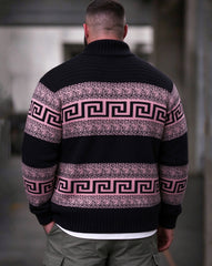Big & Tall Men's Key Geometric Pattern Knit Cardigan