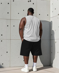 Men's Plus Size King Letter Basketball Print Tank Shorts Suit