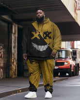 Men's Big & Tall Casual Hip Hop Colorblock Wicked Long Sleeve Hoodie Set