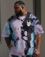 Street Casual Tie-Dye Skull Print Large Men's Suit