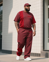 Big Boy Daily Casual Retro Printing Creative Stitching Texture Polo English Short-sleeved Trousers Suit