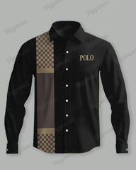 Big & Tall Men's Simple Plaid Long-sleeved Printed Letter Shirt
