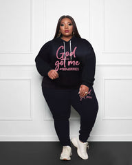 Women's God Got Me Plus Size Hoodie Suit