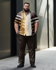 Men's Big & Tall Casual Colorblock 2 Piece Short Sleeve Walking Set