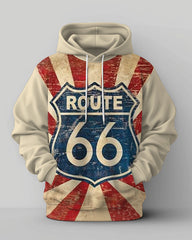 Men's Plus Size Retro Classic Print Hoodie Suit