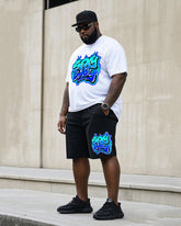 Big Man's Street Fashion Handmade Creative Personality Graffiti Short Sleeve T-shirt Shorts Suit