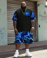 Big Guy’s Street Fashion Electric Print T-Shirt Shorts Set