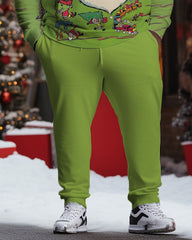 Men's Plus Size Merry Christmas Santa Work Shop Hoodie Set of Two