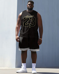 Men's Plus Size Chicago Basketball No.23 Vest Sport Two-piece Set