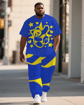 Big Guy's Animal World Fashion Panda Printed Summer Short Sleeve T-shirt Pants Set