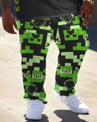 Men's plus size hip-hop style short-sleeved trousers two-piece set