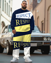 Men's Big & Tall Respect Color-block Letter Sweatshirt Two-piece Set