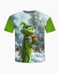 Men's Big & Tall Funny Christmas Cartoons T-Shirt Shorts Set