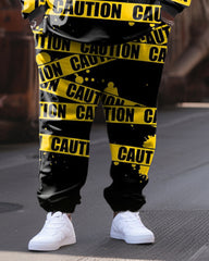 Men's Plus Size Casual Hip Hop Retro Strap Hoodie Two-Piece Set