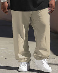 Big Guys Casual Khaki Colorblock Printed Short Sleeve Trousers Set