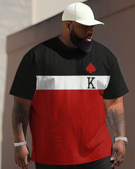 Street Vitality Colorblock Poker K Letter Print Large Men's Suit