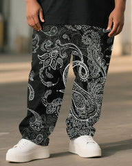Big & Tall Men's Rose Paisley Print T-Shirt Pants Suit