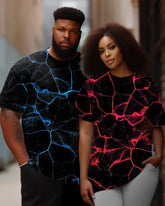 Couple Plus Size Thunder Graphic Round Neck Short Sleeve T-Shirt