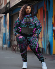 Women's Plus Size Cyber Pullover Hoodie Set