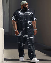 Street Casual Tie-Dye Letter Print Men's Large Suit