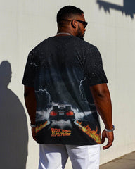 Men's Plus Size "Where We Go No Road" Printed Short Sleeve T-Shirt