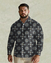 Vintage Business Long Sleeve Lapel Shirt Men's Plus Size