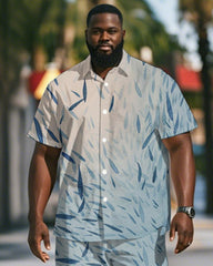 Men's Plus Size Hawaiian Gradient Fish Print Shirt Shorts Suit