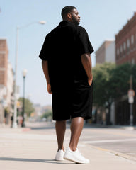 Men's Plus Size Juneteenth Love Chain Letter Print Shirt Shorts Suit