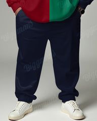 Men's Daily Casual Color Block Square Print Plus Size Hoodie Suit