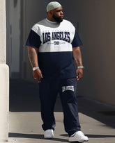 Casual Simple Colorblock Letter Print Men's Large Suit