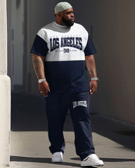 Casual Simple Colorblock Letter Print Men's Large Suit