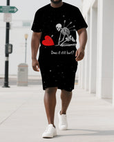 Heal Through Hurt Men's Big & Tall Skull Back Printed Short Sleeve T-shirt 2-Piece Set